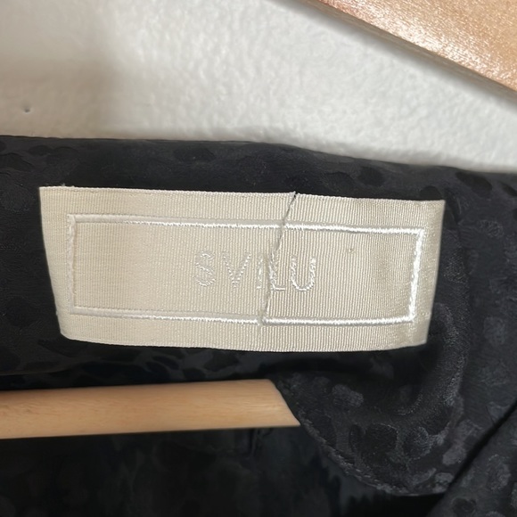 SVILU 100% silk black flutter midi dress - Picture 13 of 13